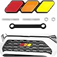 Yourkar Front Grille Badge, Classic Retro Tri-Color Stripe Automotive Mesh Grille Label Emblem, Decorative Decal Badge Compatible with Tacoma 4Runner, Decoration Car Accessories (D)