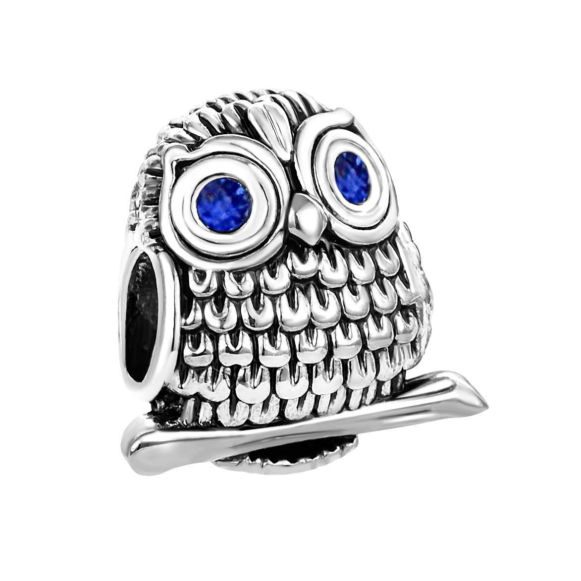 Blue CZ Bird Owl Charm Compatible with Pandora Charms Bracelets Animal Beads Women Daughter Mothers Day Birthday Jewellery Gift Present