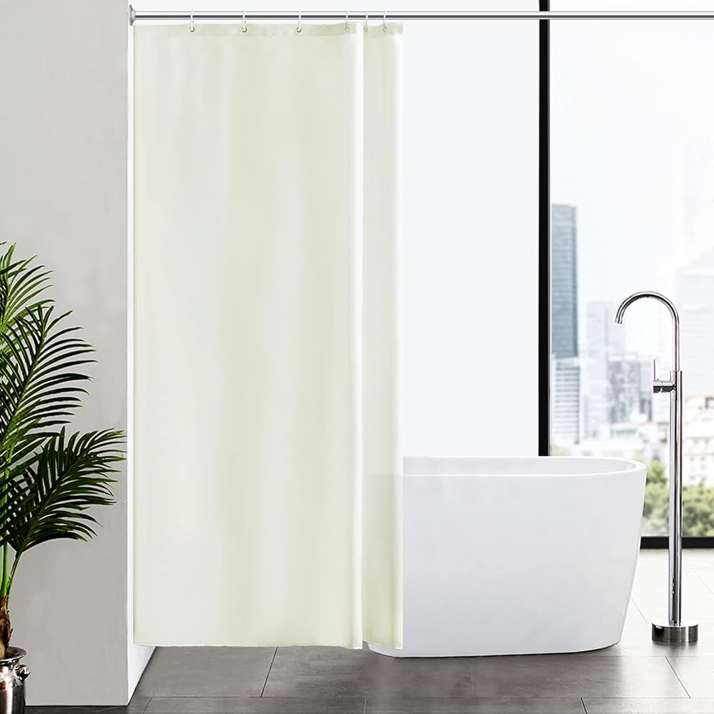 Furlinic Beige Shower Curtain Anti Mould Waterproof 100x200cm Polyester