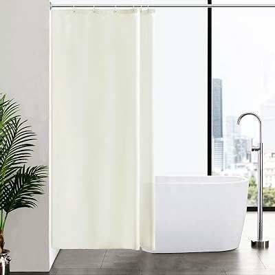 Furlinic Beige Shower Curtain Anti Mould Waterproof 100x200cm Polyester