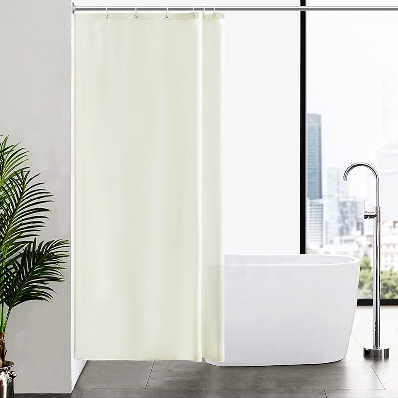 Furlinic Beige Shower Curtain Anti Mould Waterproof 100x200cm Polyester