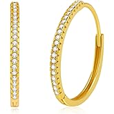 Thin Gold Hoop Earrings 18K Gold Plated Cubic Zirconia Small Trendy Hypoallergenic Lightweight Hoops Earrings for Women
