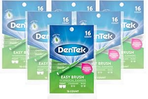 DenTek Easy Brush Interdental Cleaners, Brushes Between Teeth, Tight Teeth, Mint Flavor, 16 Count (Pack of 6)