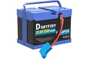 DIMYFINY Upgraded 12V 15Ah LiFePO4 Battery for Peg Perego John Deere Tractors, Extended Run Time Replacement for Kids Ride-On toy Cars, Built-in 20A BMS & 2A Fast Charger