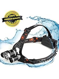 Super Bright Heavy Dute Headlamp - Rechargeable Headlamp Flashlight CREE T6, 6000 Lm, Bright -Best For Camping, Fishing, Running, Reading, Repair, 90°-Tilt Lamp