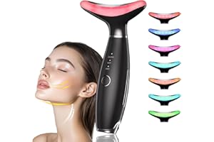 MOSNAMI Facial and Neck Beauty Massager,7-in-1 Face and Neck Beauty Device,at Home Face Sculpting Tool for Skin Care (Black)