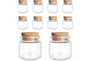 JIUYUE 10 pcs 20 ml Glass Bottles with Cork,Storage Bottles for Liquids(0.67 oz-1.45x1.57 inch)