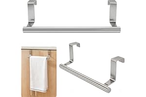 2 Pack Over Cabinet Door Towel Rack Bar, Stainless Steel Kitchen Cupboard Hand Towel Holder, Hanging Organizer for Bathroom &