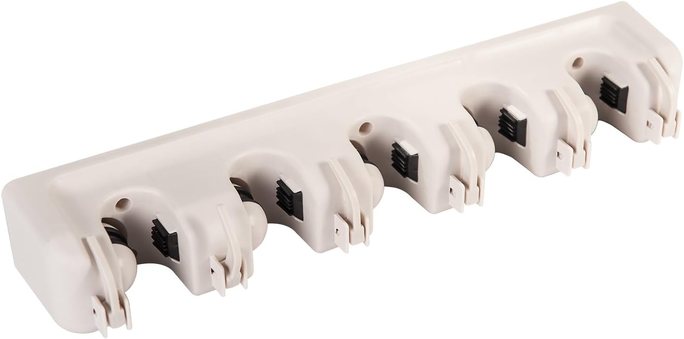 Kingfine Mop Broom Holder Wall Mounted Garage Storage Systems 5 Ball Slots 6 Hooks Your Home, Closet, Garage Shed