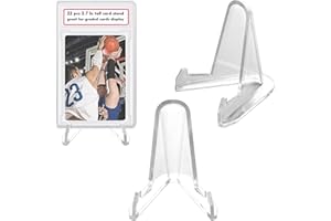 LRANFOW Thickened Acrylic Card Stands Mini Easel Holder, Sports Card Stands, Trading Graded Card Stand for Displaying Pocket Graded Card Challenge Medals Casino Chips, 22 Pack 2.7 Inch Tall Clear