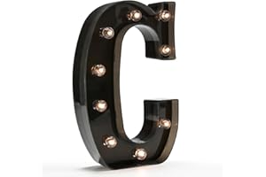 OYCBUZO Light Up Black Alphabet Marquee Letters Sign LED Marquee Number Lights Sign for Night Light Home Bar Christmas Lamp Birthday Wedding Party Decoration C