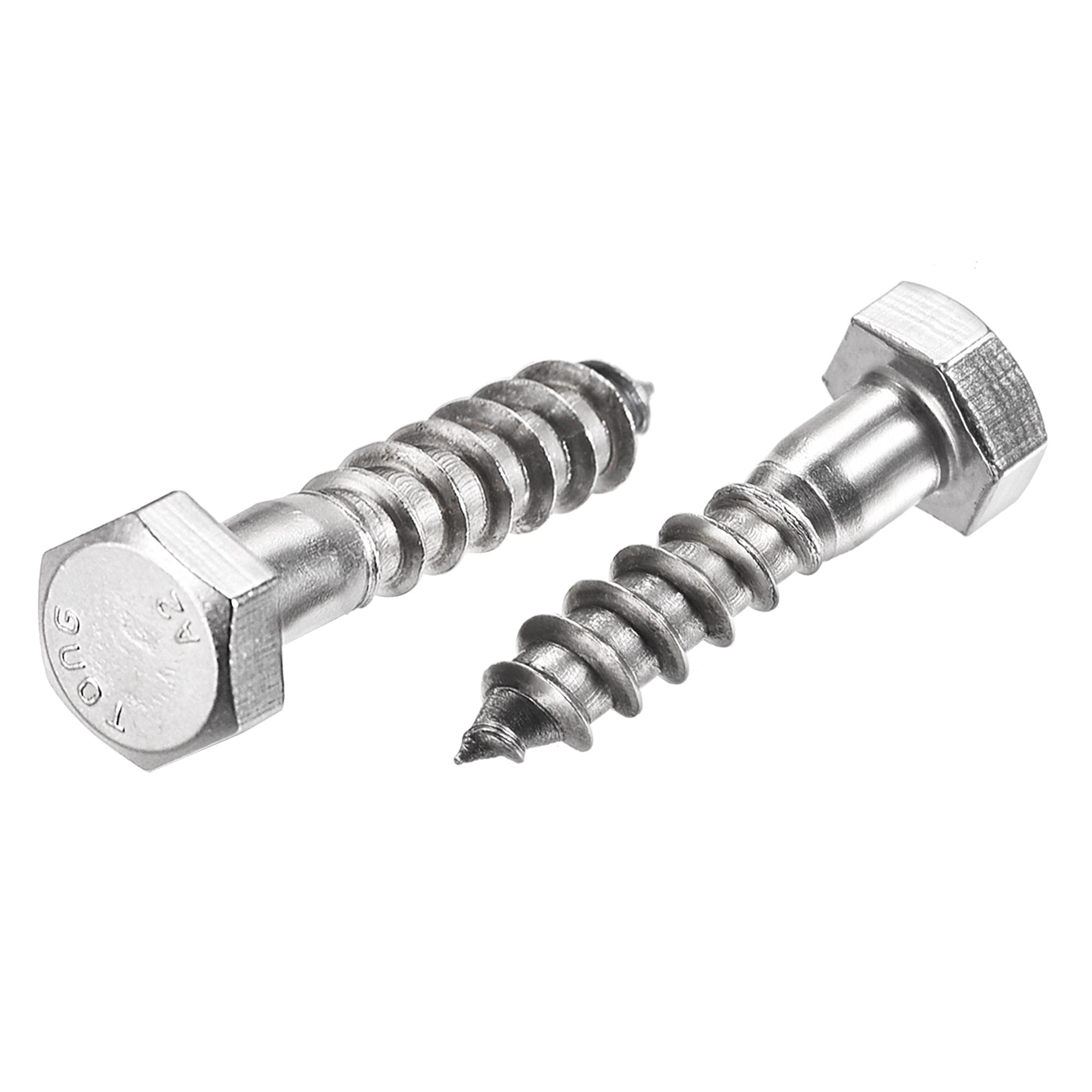 sourcing map Hex Lag Screws, M8 x 30mm 304 Stainless Steel Half Thread Self-Tapping Bolts for Wood Screw 10Pcs