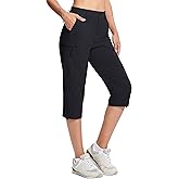 MAGCOMSEN Women's Hiking Capris Pants Cargo Lightweight Stretch Water Resistant Joggers with 5 Pockets for Outdoor