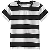 COSLAND Boys and Toddlers' Short Sleeve Striped T-Shirt, Cotton, Kids' Crew Neck Tee, 2T-Large