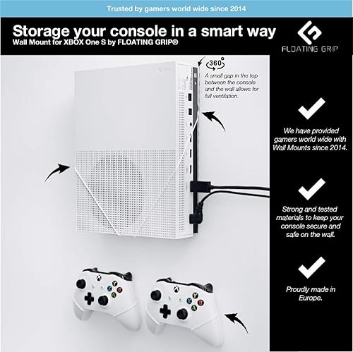 Xbox One S Wall Mount Solution by FLOATING GRIP Mounting Kit for