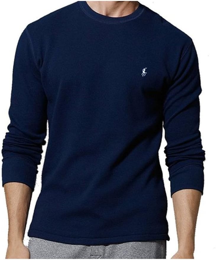 Ralph Lauren Polo Men's Long-Sleeved T-Shirt/Sleepwear/Thermal (Medium, Cruise Navy/White Pony 