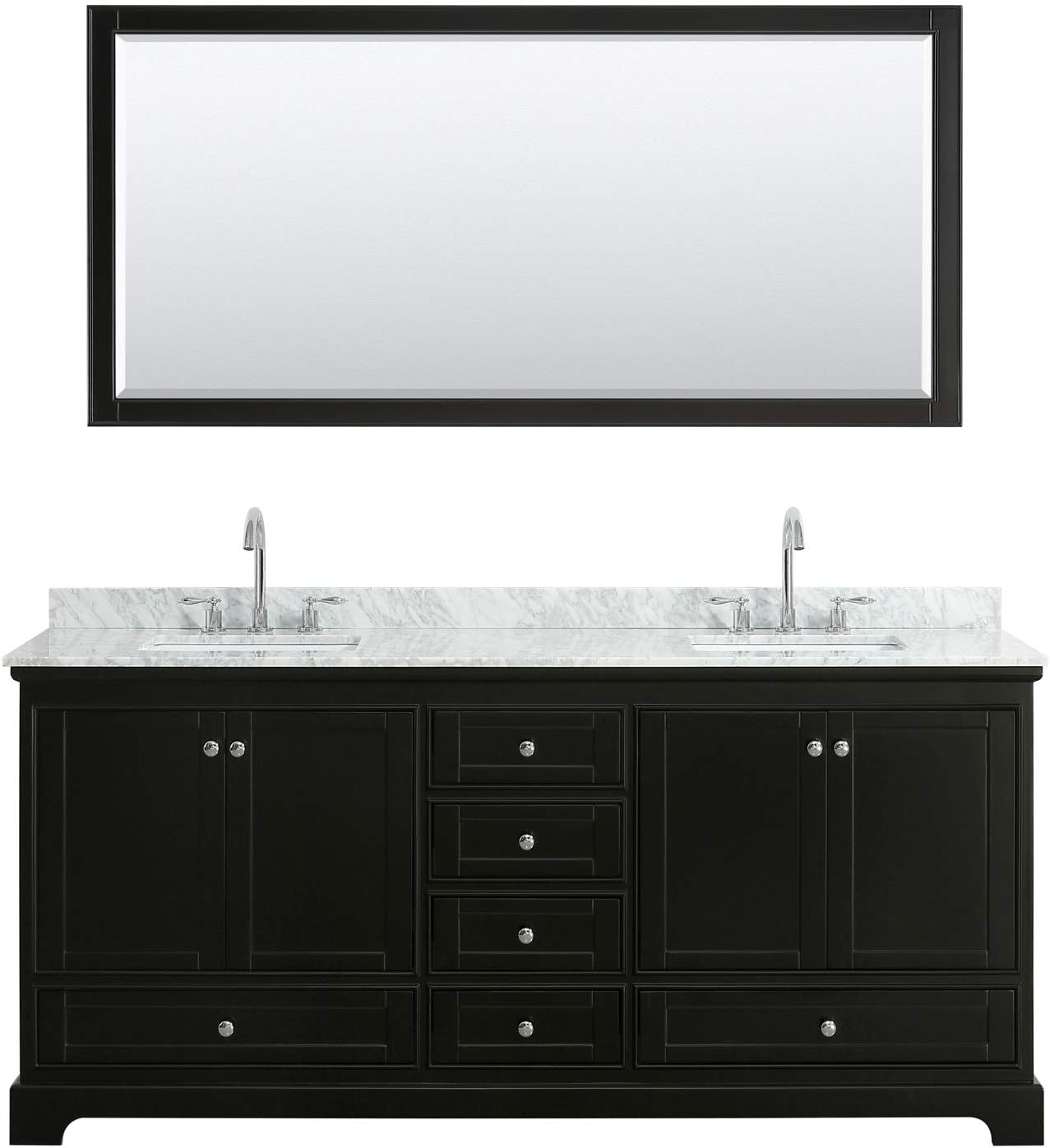 Wyndham Collection Deborah 80 Inch Double Bathroom Vanity In Dark Espresso And 70 Inch Mirror White Carrara Marble Countertop Undermount Square Sinks Bathroom Fixtures Kitchen Bath Fixtures Guardebem Com