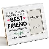 Oqtumes Mom Gift Picture Frame, Gift for Mother Mom Mum Mama, Rustic Best Mom Wood Picture Frame Photo Frame 8 x 10 Inches, Wall Mount and Tabletop - 4 x 6 Inch Photo