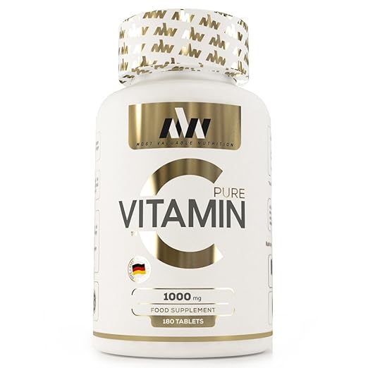 MVN® Vitamin C | 1000 mg | Hochdosiert | Pomeranzen-Fruchtextrakt | Made in Germany | 180 Tabletten