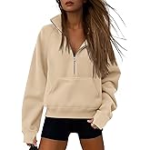 ATHMILE Womens Sweatshirts Half Zip Cropped Pullover Fleece Quarter Zipper Hoodies 2026 Fall Fashion Outfits Clothes