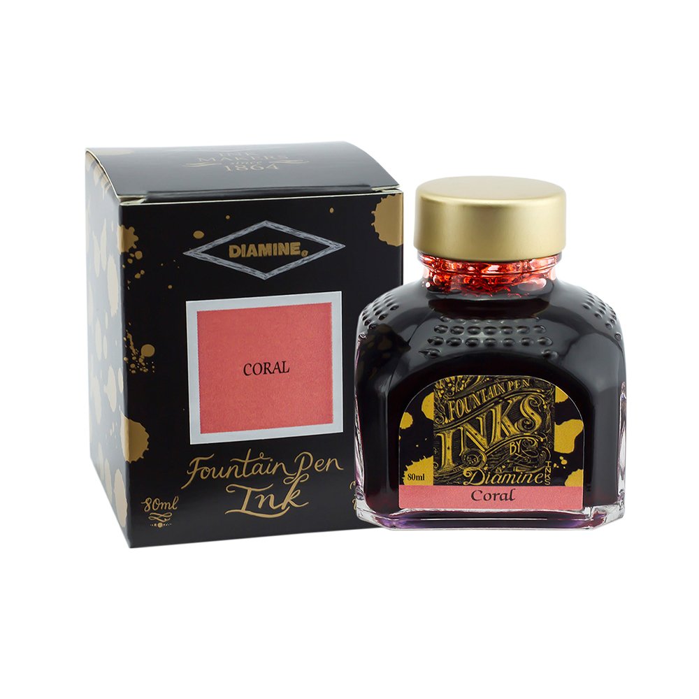 Diamine 80ml Coral fountain pen ink bottle — image 1