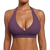 YEOREO LuxFlow Cross Over Workout Halter Sports Bra for Women Backless Gym Bra Padded