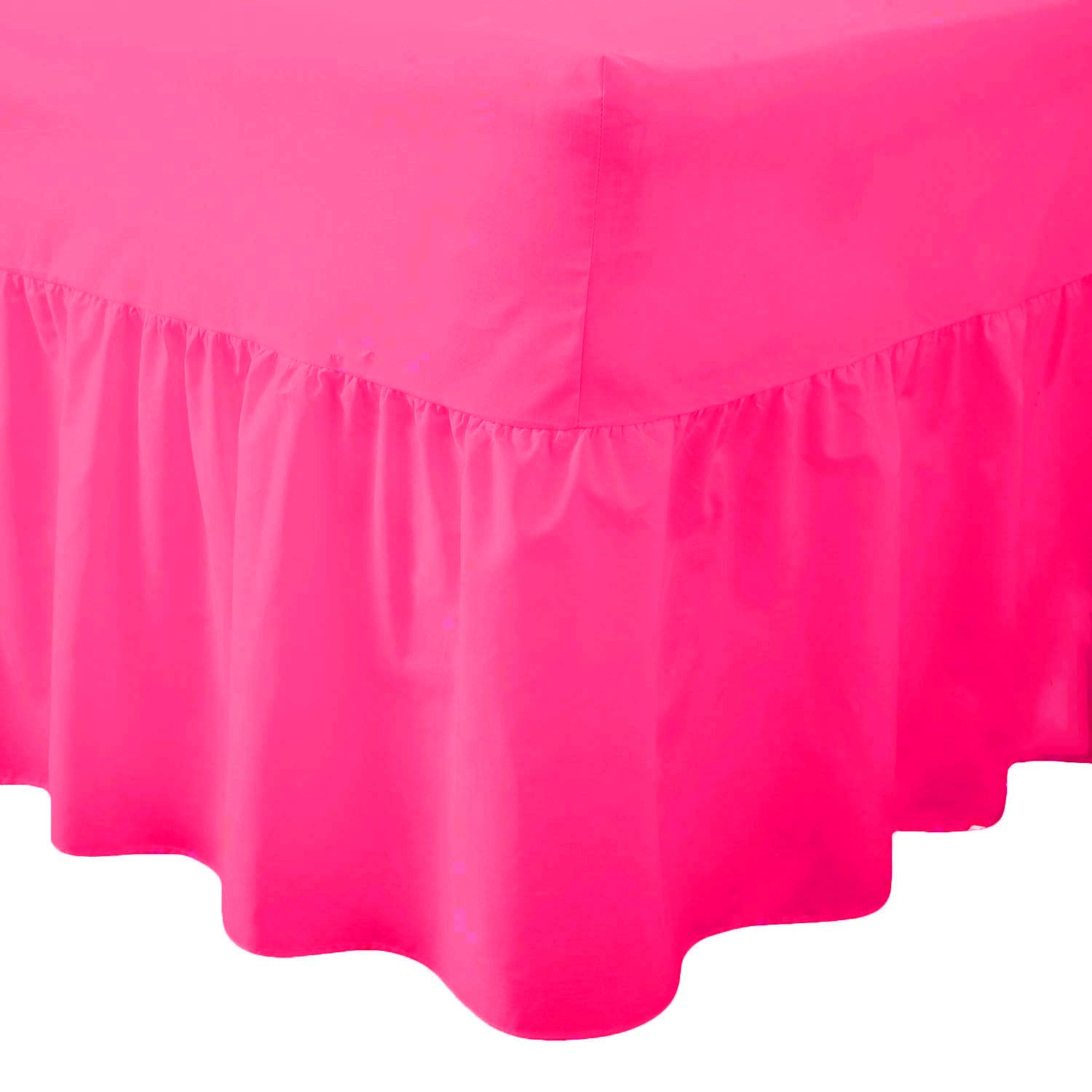 Comfy Nights Plain Dyed Polycotton Easy Care Valance Fitted Sheet In 19 Colors (Single, Fuschia) โ image 1