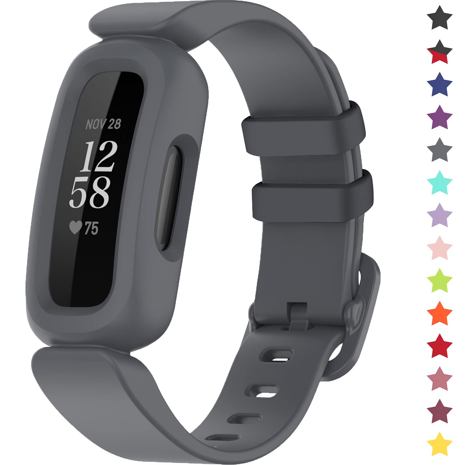 TopPerfekt Straps Compatible with Fitbit Ace 3 for Kids, Soft Silicone Waterproof Bracelet Accessories Sports Watch Strap Replacement for Fitbit Inspire 2/Ace 3 Boys Girls (Gray)