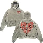 Sudiup Retro Y2K Hoodie Gothic Casual Alphabet Blast Print Pattern Skull Fashion Hoodie Men Harajuku Men Clothing