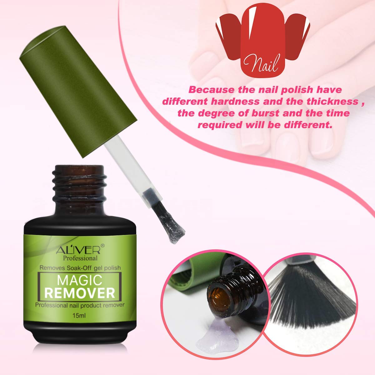 Magic Nail Polish Remover, Professional Nail Remover Soak-Off Gel Nail Polish Quickly Remove and Easily Clean Nail - 15ml : Beauty