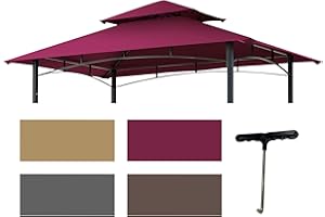 Warmally 8x5 Gill Gazebo BBQ Canopy Replacement Top for Model #L-GG001PST-F,Gazebo Grill Canopy BBQ Gazebos Top Cover Only（Burgundy）