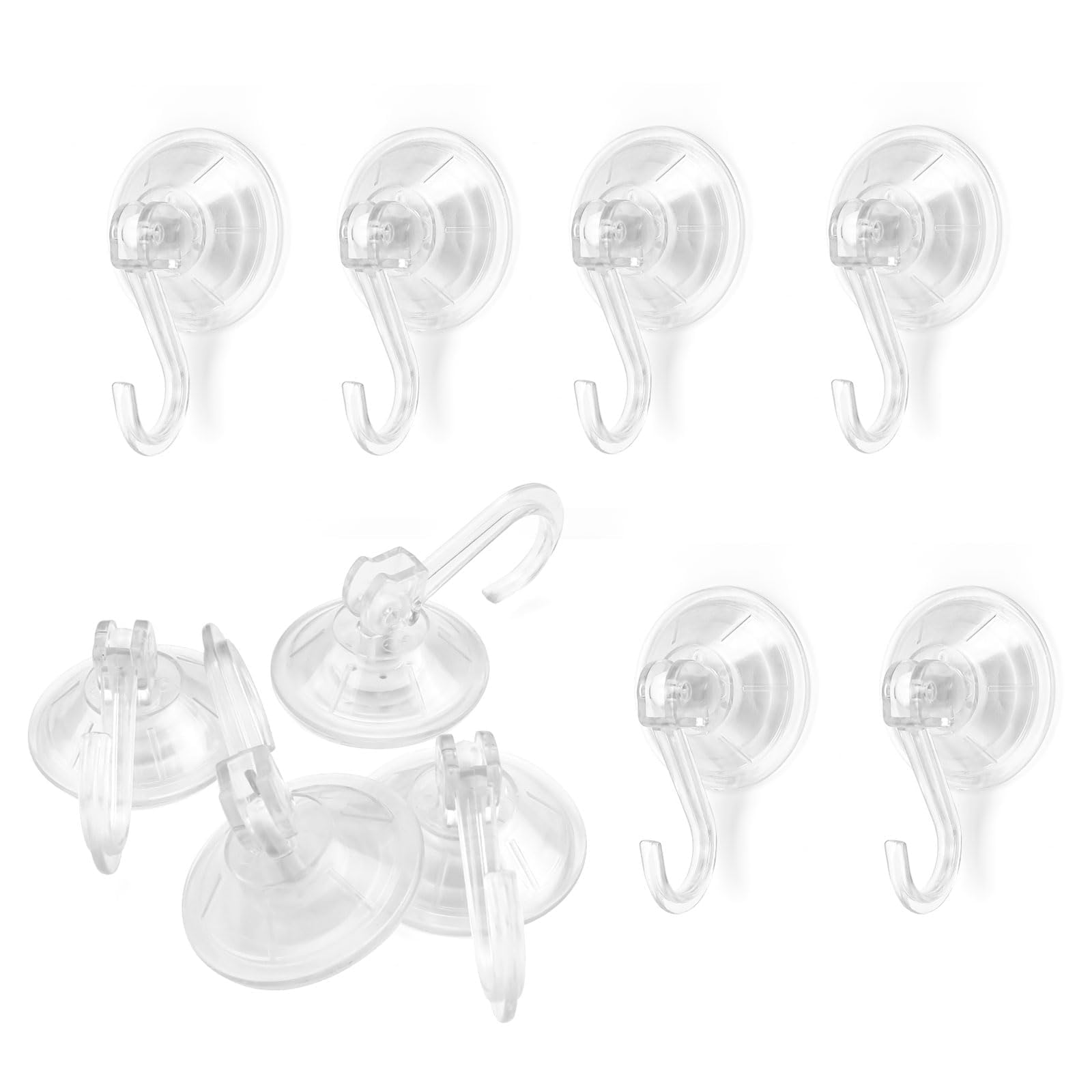 0XBIT Sucker Hooks - 10 Piece Suction Cup Hooks, 5 kg Load Capacity, No Drill Holes, Ideal for Bathrooms, Kitchens & Windows