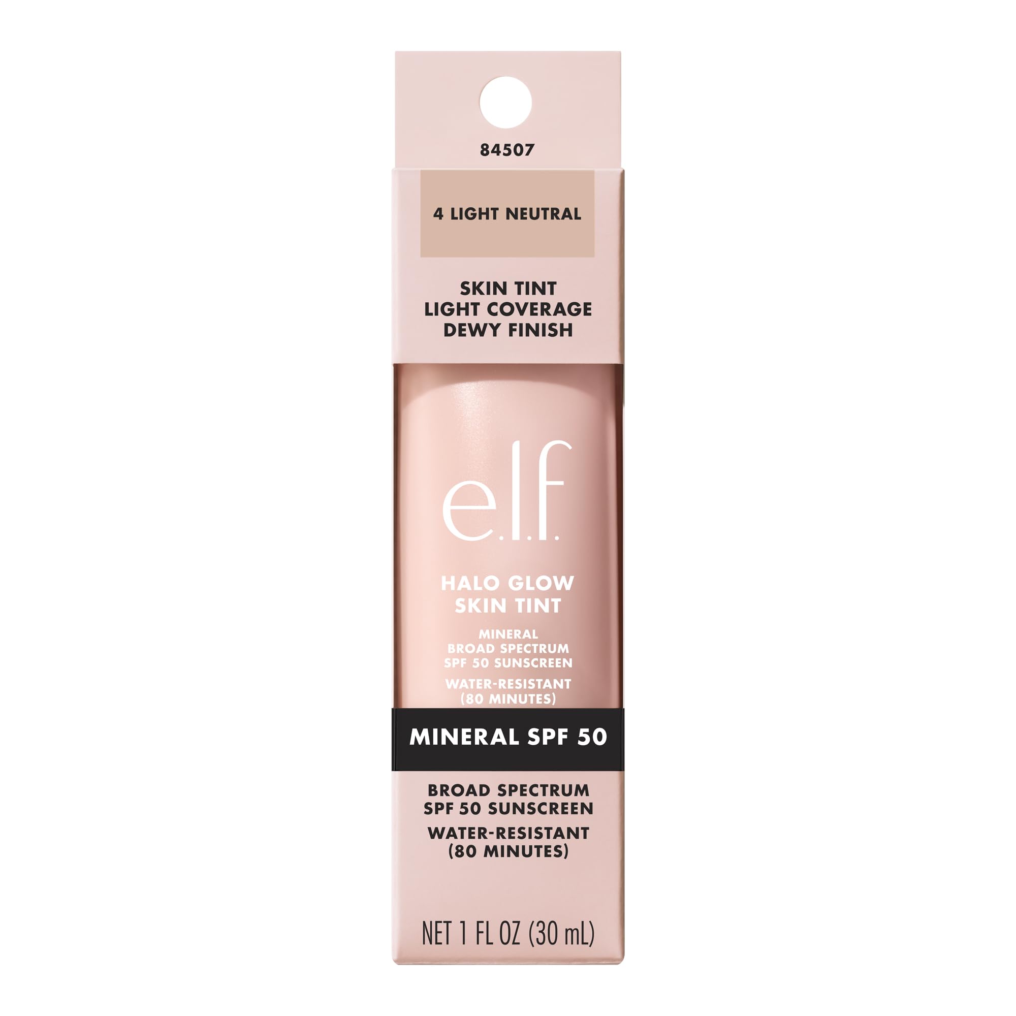e.l.f. Halo Glow Skin Tint SPF 50, Tinted Moisturizer For Light, Buildable Coverage, Creates A Natural Glow, Vegan & Cruelty-Free, 4 Light Neutral