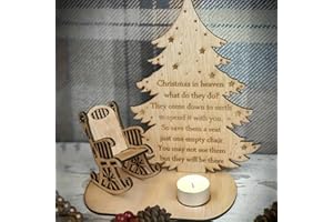 GENERIC 2026 Christmas in Heaven Memorial Candle Holder - Rocking Chair Ornament with Angel Poetry Design, Wooden Decorative Holiday Accent for Home, DIY Bereavement Gift to Remember Loved One