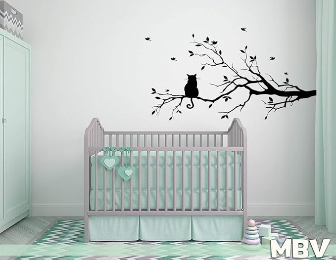Amazon Com Cat On Branch Wall Decor Cat Decal Tree Branches