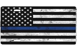 PUIBUN License Plate,Thin Blue line License Plate,Vanity Tag,Thin Blue Line Car Tag,American Flag Tag 6 X 12 Inc
