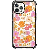 CASETiFY Ultra Impact Case for iPhone 12 Pro Max - Retro Boho Hippie Flowers (60s / 70s Floral Pattern on Clear Background) - Clear Black
