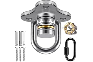 SELEWARE 360° Swivel Hanger with Bearing & Carabiner, Heavy Duty Hook for Tire and Saucer Swings, Indoor Outdoor Playground Hardware Accessories