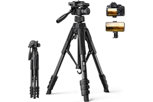 Lamicall Compact Camera Tripod, 67"/170cm Super Stable Aluminum Travel Outdoor Tripods for Camera with Rapid Leg Deployment, 