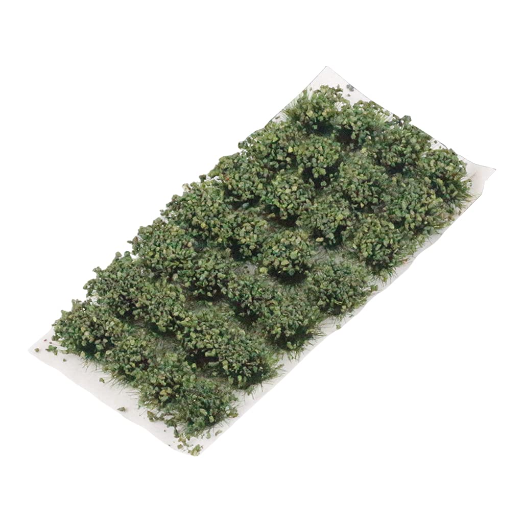 Sharplace 28 Pieces Mixed Bush Trees Miniature Vegetation Groups Shrubs Railway Artificial Grass Miniature Gaming DIY Model Railroad Scenery, Dark Green