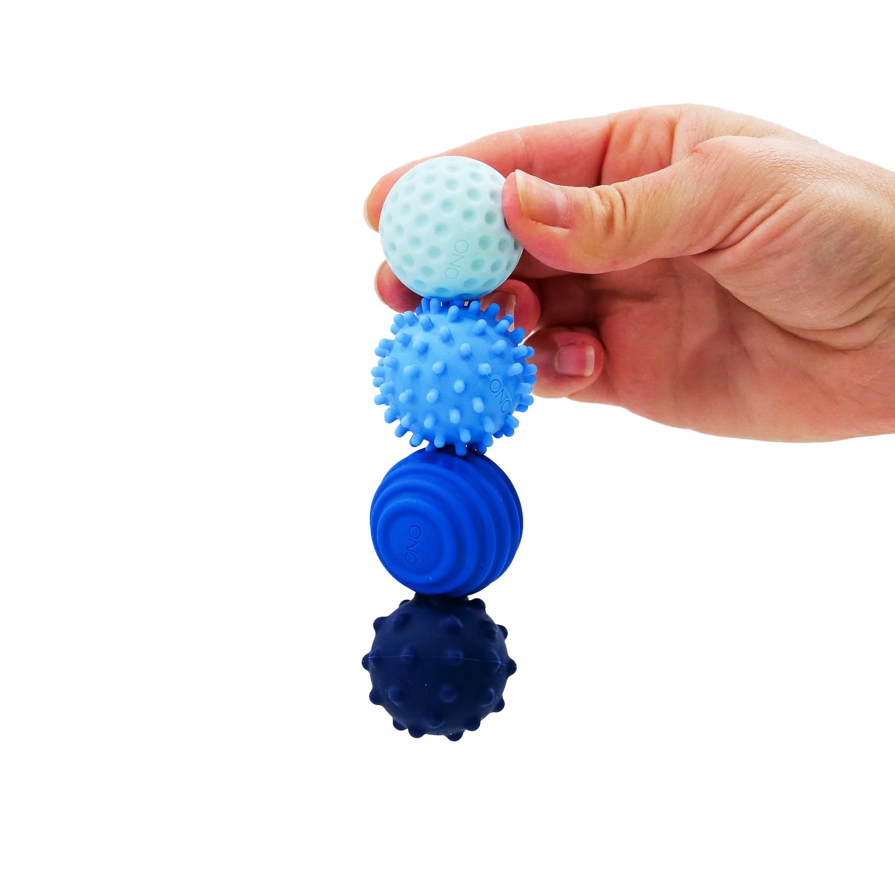 ONO Signets – Silicone Magnetic Balls with Textured Dimples, Bumps, and Waves | Fun to Play with Fidget Toy for Adults | Help Relieve Stress, Anxiety, Tension (Sapphire, Set of 4) — image 1
