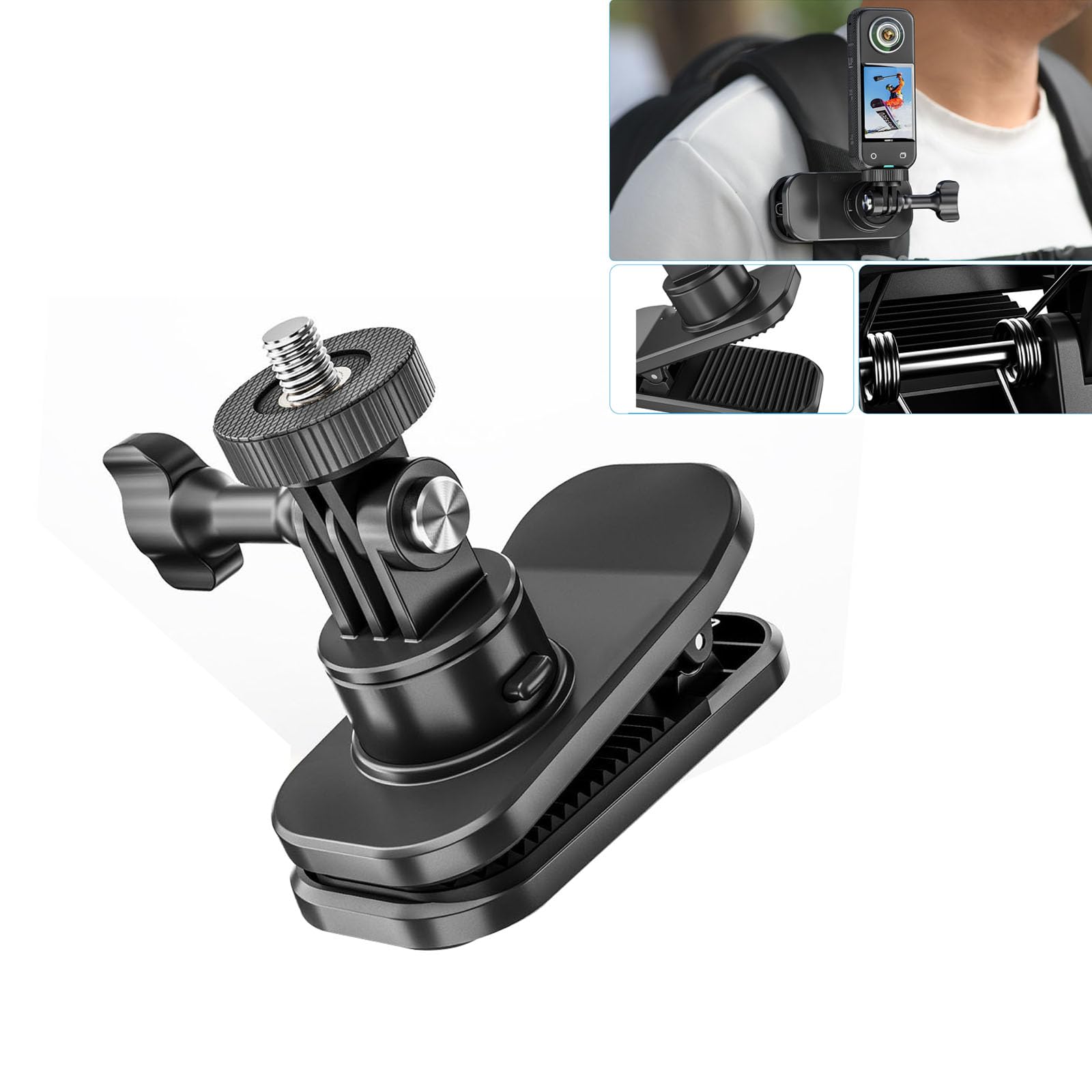 LICHIFIT Magnetic Backpack Clip Flat Fixed Bracket Mount Camera Holder for DJI Action 4/3, for GoPro Max/Hero 12 / Hero 11, for Insta360 X3 / X2 / GO3 ACTION Sports POCKET Panoramic Thumb Camera