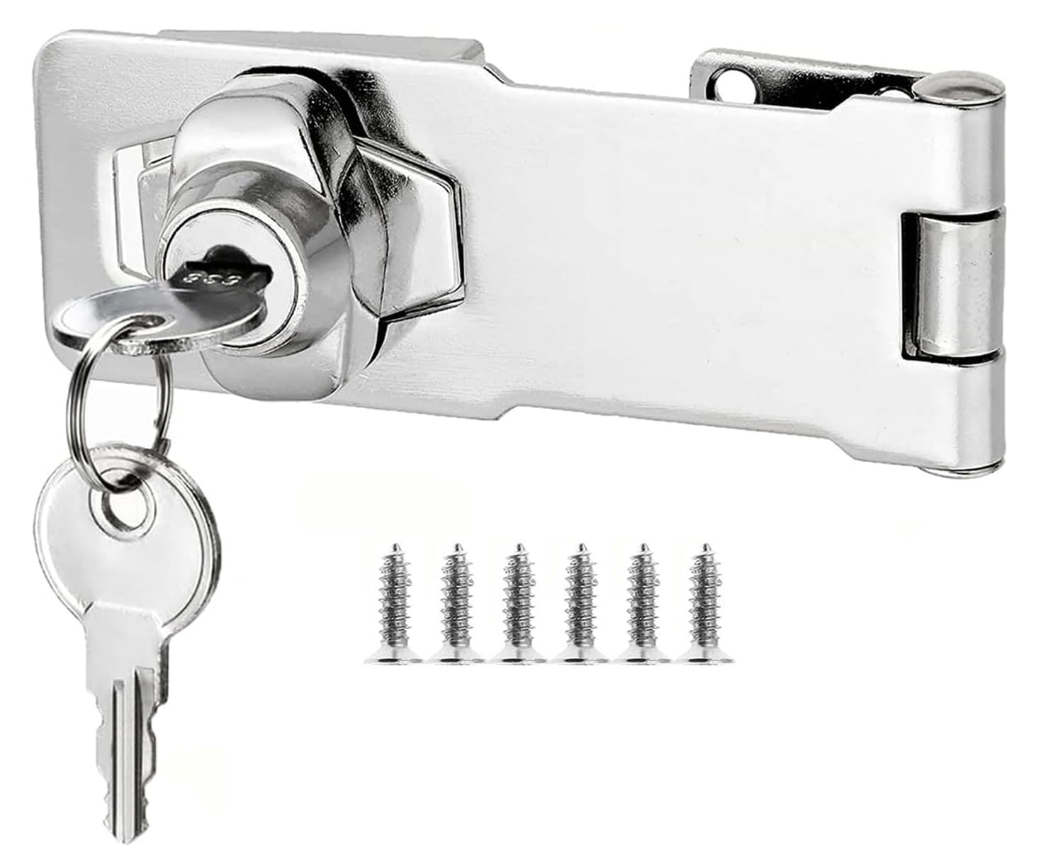 Litensh Key Hasp Lock Padlock Gate Latch Door Bolt Lock with Different Keys Drawer Cupboard Locks Twist Knob Keyed Locking for Cabinet Furniture Mailbox Closet Silver 3 Inch