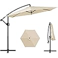 Shintenchi Patio Offset Umbrella with Easy Tilt Adjustment,Crank and Cross Base, Outdoor Cantilever Hanging Umbrella, Sunshade Umbrella Canopy, Cream White
