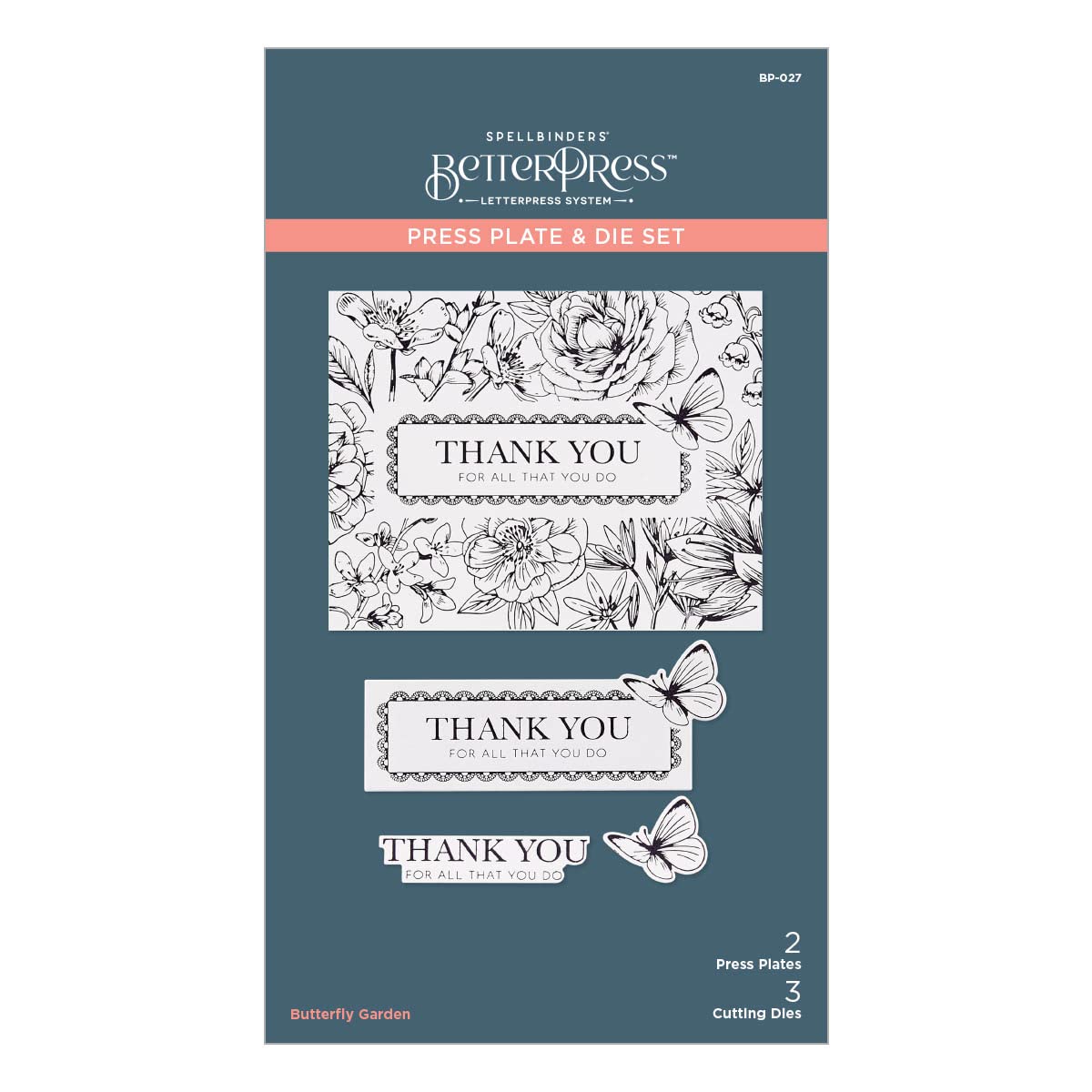 Spellbinders Butterfly Garden Betterpress Plate, Metal, ONE