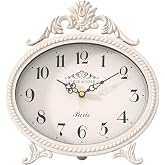 Abdurey Vintage Table Clock,Antique White French Rustic Style Mantel Clock | Desk and Shelf Rustic Decorative Clocks for Living Room,Farmhouse,Bedroom, Bedside,Gift Clocks