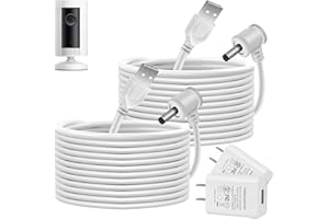 BOBUY Charge Cords 30ft for Ring Weatherproof Indoor Outdoor Charging Cable with Quick 2Amp Power Adapter for Ring Stick Up Cam Battery 3rd Gen/2nd Gen & Spotlight Cam Battery (White,2 Pack)