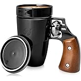Pukomc Gun mug,Ceramic Coffee Mug,Fathers Day Dad Gifts, Birthday Gifts for Men and Women Revolver Coffee Mug for Cappuccino Latte or Hot Tea (16OZ) (Black)