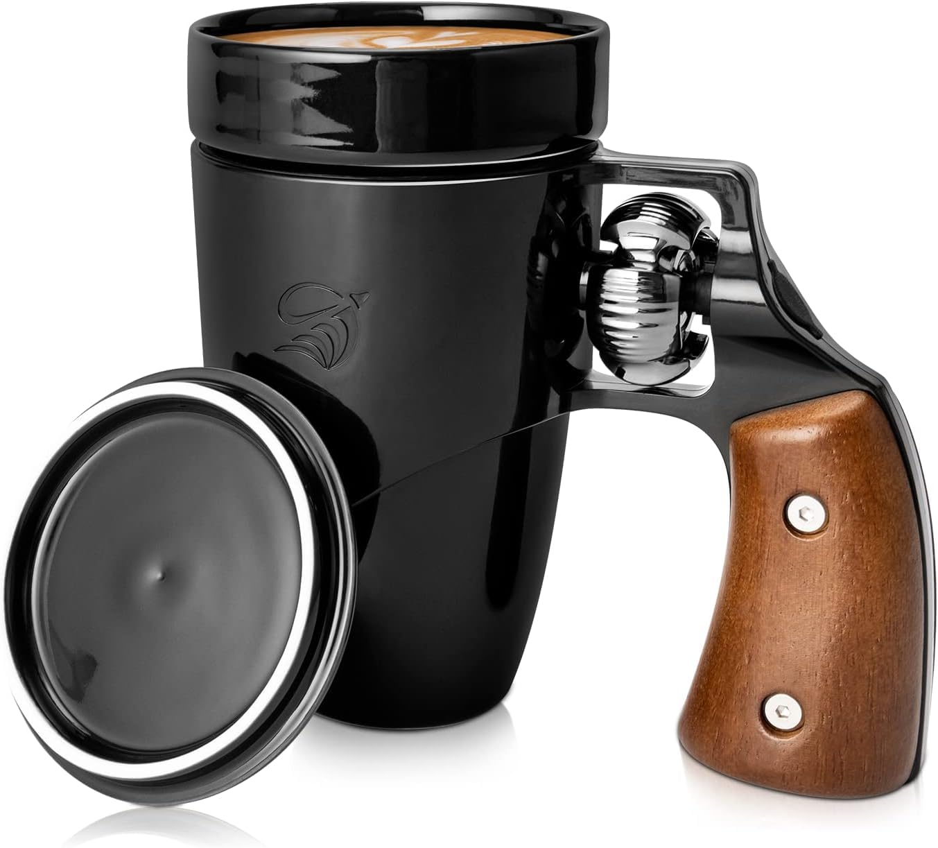 Photo 1 of Pukomc  Mug,Ceramic Coffee Mug,Fathers Day Dad Gifts, Birthday Gifts for Men and Women Revolver Coffee Mug for Cappuccino Latte or Hot Tea (16OZ) (Black)