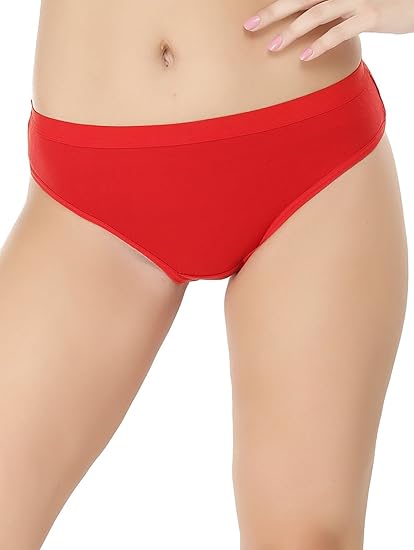 Red Lycra Solid Panty for Women